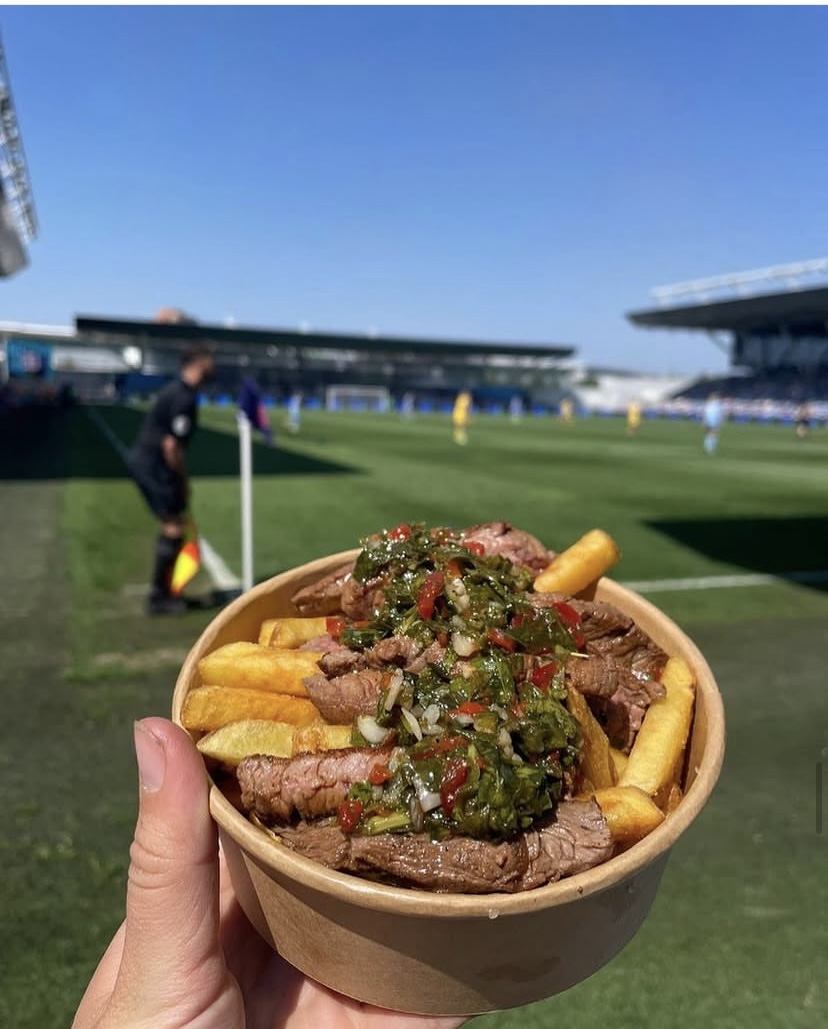 Pitch-side steak and fries